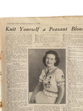 Australian home journal February 1st 1938 with four sewing patterns, unused, factory folded, three frocks bust 36 inches, child’s frock age 6 years