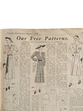 Australian home journal February 1st 1938 with four sewing patterns, unused, factory folded, three frocks bust 36 inches, child’s frock age 6 years