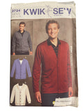 Kwik Sew 3724 men's cardigan sewing pattern. Chest 34 - 52  inches