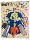 Bestway Fashions catalogue No. 124 circa 1930s with six sewing patterns, unused, factory  folded, two blouses, two jumpers and two skirts. Bust 36 inches.