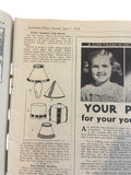 Australian  Home Journal magazine June 1st 1938 with four sewing patterns, unused, factory folded, three frocks bust 36 inches, girl’s bloomers 6 years