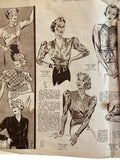 Bestway Fashions catalogue No. 124 circa 1930s with six sewing patterns, unused, factory  folded, two blouses, two jumpers and two skirts. Bust 36 inches.