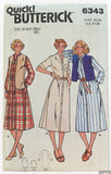 Butterick 6343 vintage 1970s dress and vest sewing pattern. Bust 32.5 inches