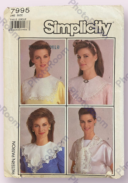 Simplicity 7995 vintage 1980s collars sewing pattern