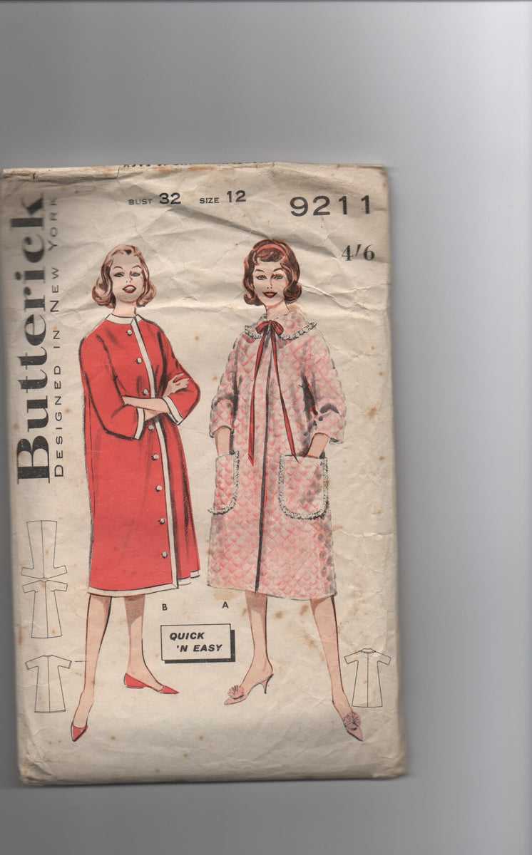 Butterick 9211 vintage 1960s robe dressing gown sewing pattern