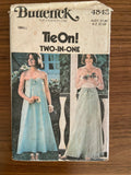 Butterick 4843 vintage 1970s wrap skirt and strapless dress pattern