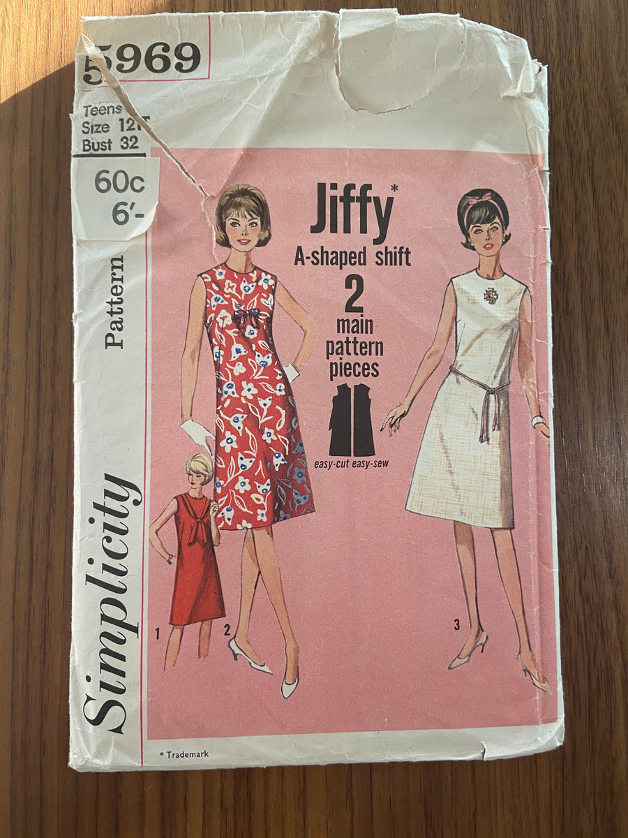 Simplicity 5969 vintage 1960s jiffy dress sewing pattern the vintage