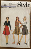 Style 4914 vintage 1970s skirt and blouse pattern Bust 32 1/2 inches
