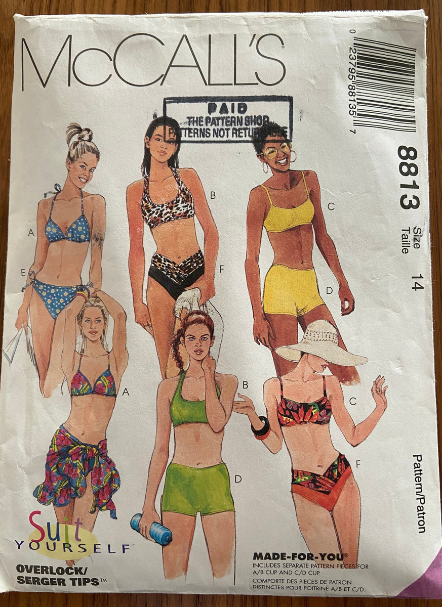 McCall's 8813 vintage 1990s swimsuit and sarong sewing pattern for str –  the vintage pattern market