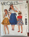McCall's 8062 vintage 1970s girl's wrap skirt sewing pattern. Waist 23.5 and 24.5 inches