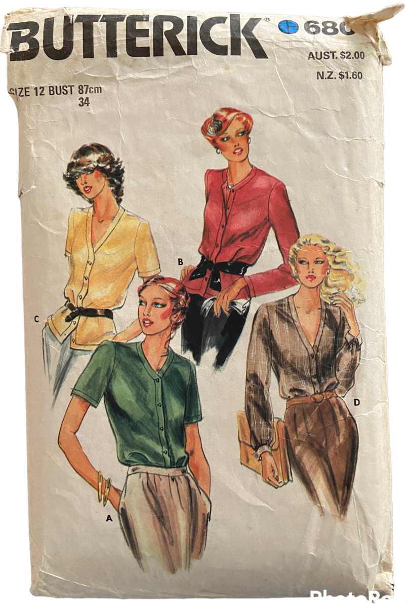 Butterick 6807 Vintage 1980s Tops Sewing Pattern The Vintage Pattern butterick-6807-vintage-1980s-tops-sewing-pattern-the-vintage-pattern