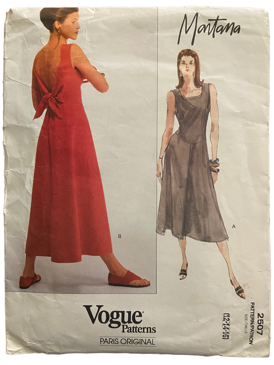 Vogue 2507 vintage 90s Claude Montana dress pattern Bust 34, 36