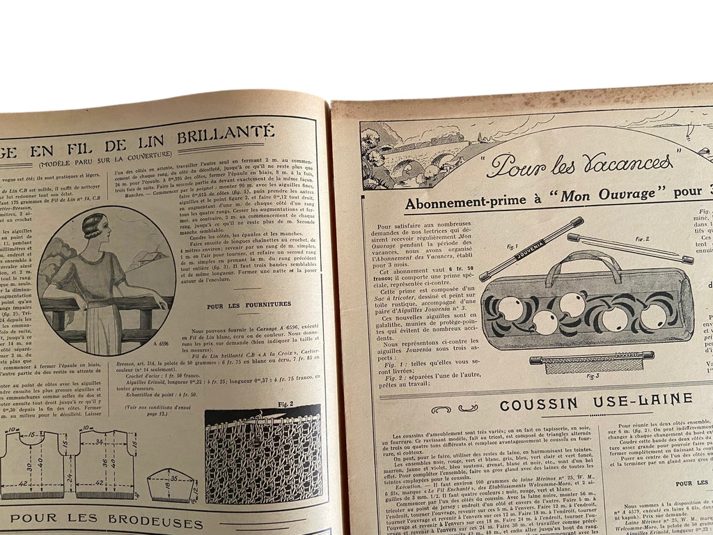 Mon Ouvrage 1 Juliet 1934 includes knitting pattern for the top on the front cover