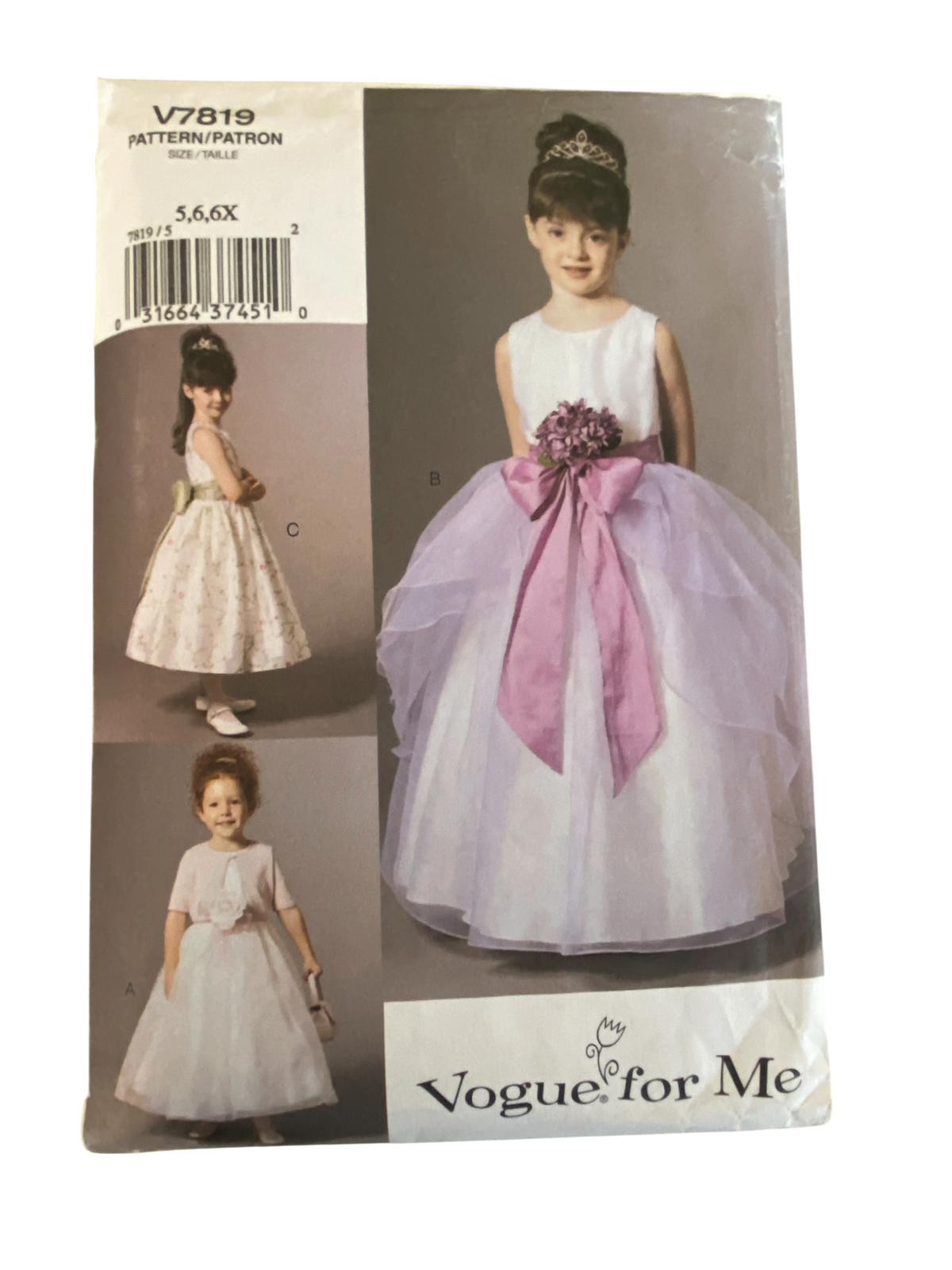 Vogue v7819 child's dress and jacket sewing pattern. Size, 5, 6, 6X. Breast 24, 25, 25.5 inches.