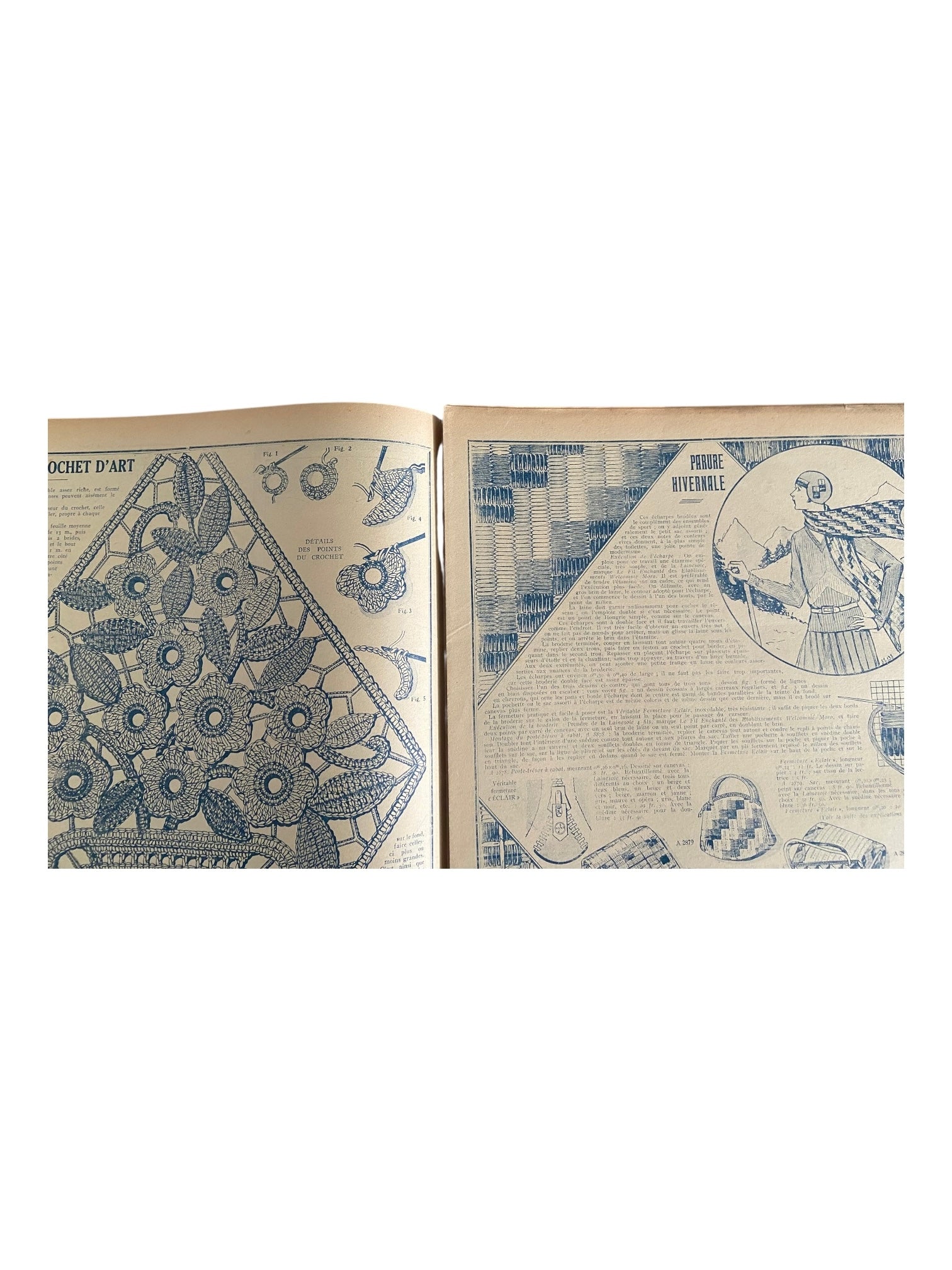 Mon Ouvrage 1 Octobre 1930 vintage French craft magazine with knitting pattern for the fluffy house jacket on the cover