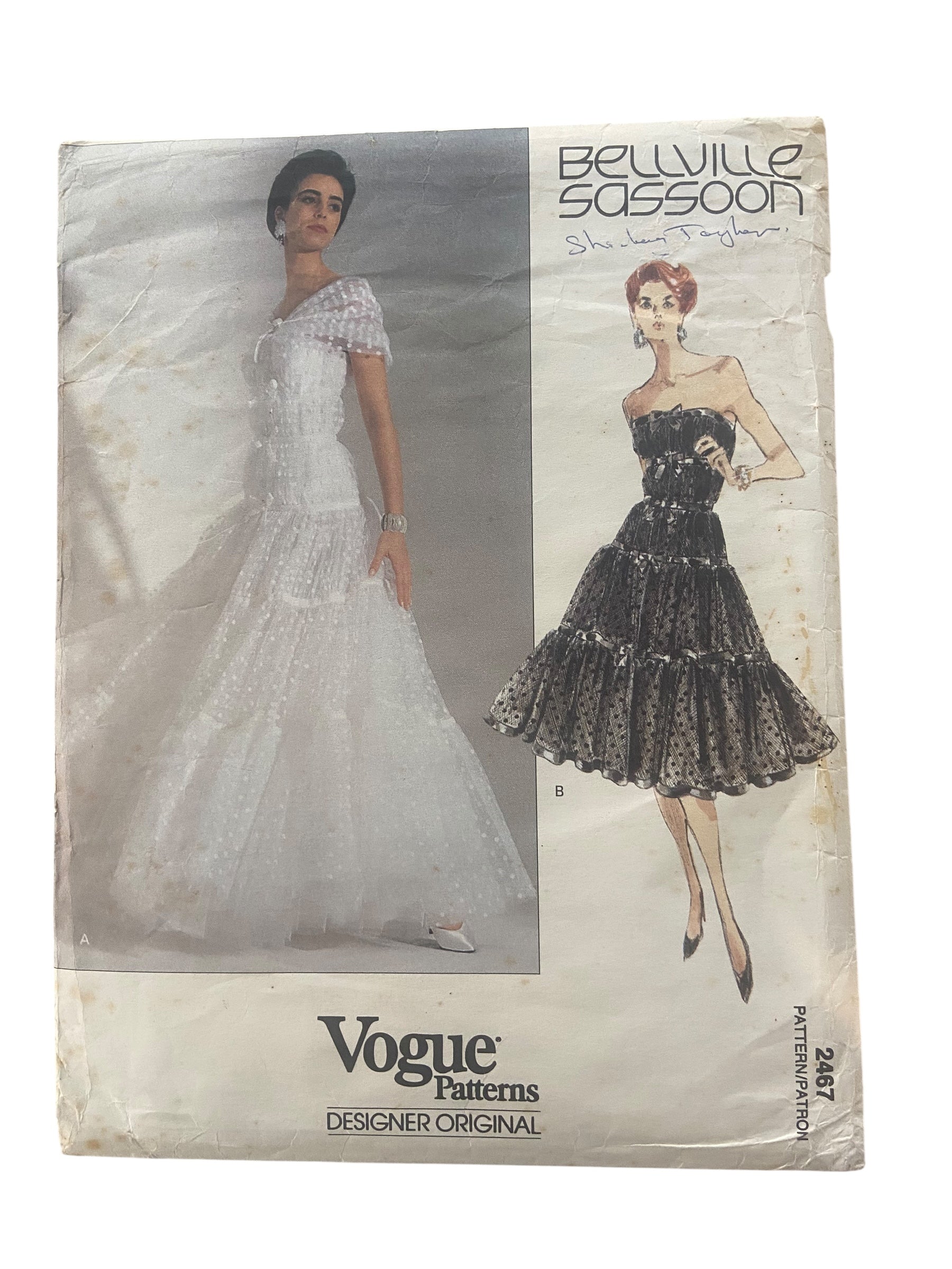 Vogue 2467 Vogue American Designer Bellville Sassoon vintage 1990s dress sewing pattern Bust 34, 36, 38 inches