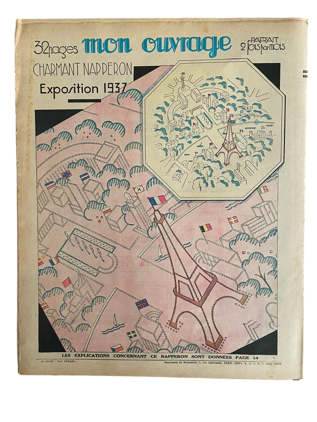 Mon Ouvrage 15 Aout 1937 includes  crochet pattern for the blouse and hat on the front cover