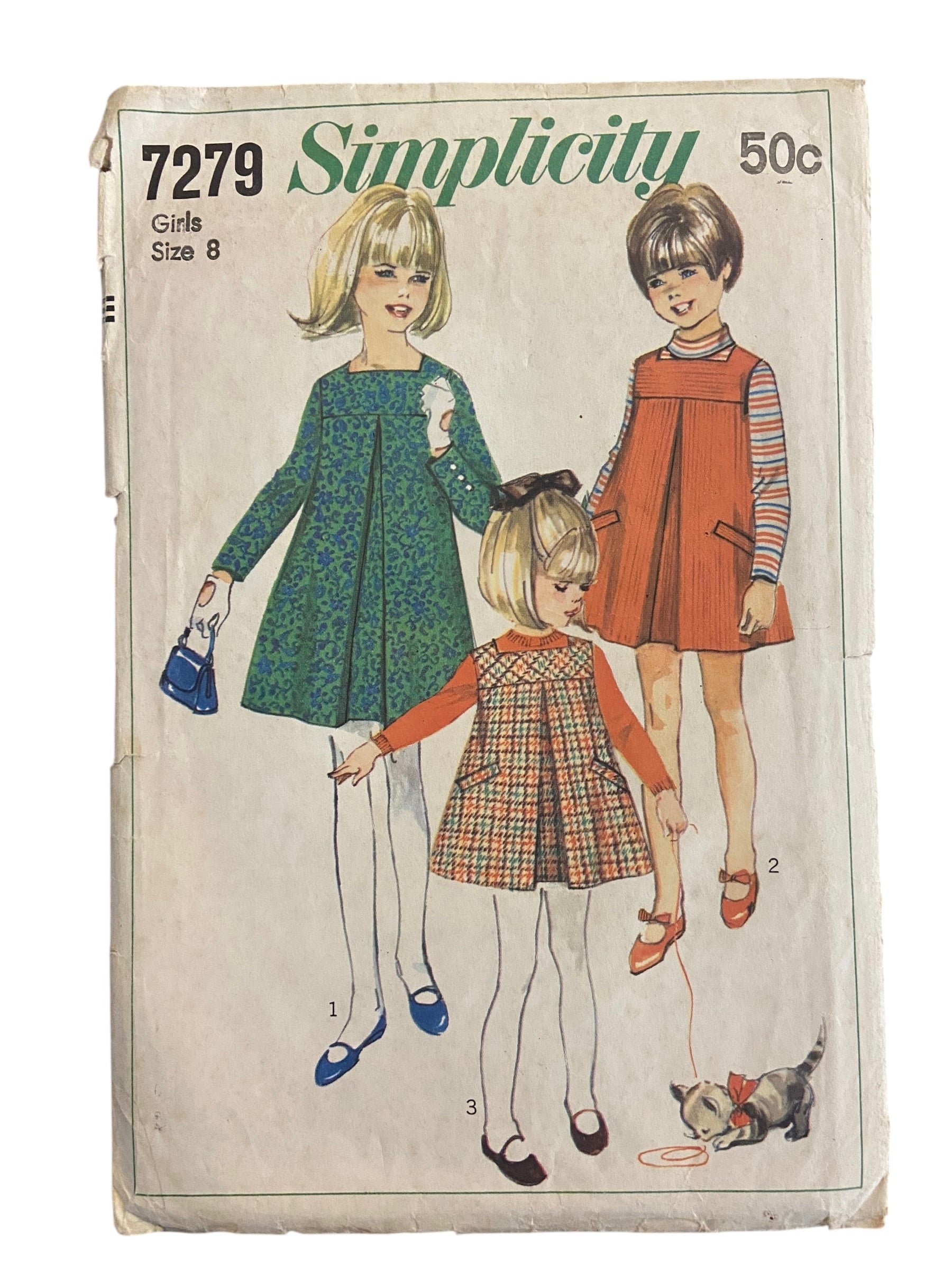 Simplicity 7279 vintage 1960s child's dress or jumper sewing pattern Size 8 Breast 26 inches