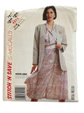 McCall’s 4211 vintage 1980s jacket and dress sewing pattern. Bust 36, 38, 40 inches.