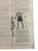Australian home journal December 1st 1937 with four sewing patterns, unused, factory folded, three frocks bust 36 inches, child’s frock age 4 years