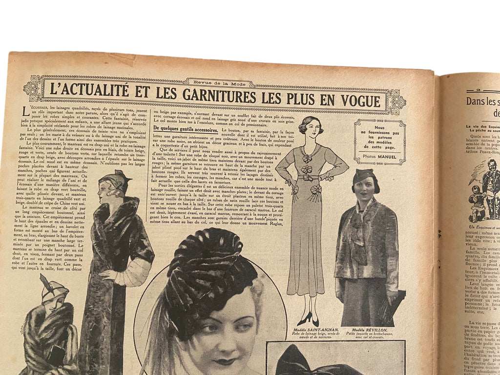 Le Petit Echo de la Mode 29 Octobre 1933 French women’s magazine with many fashion illustrations