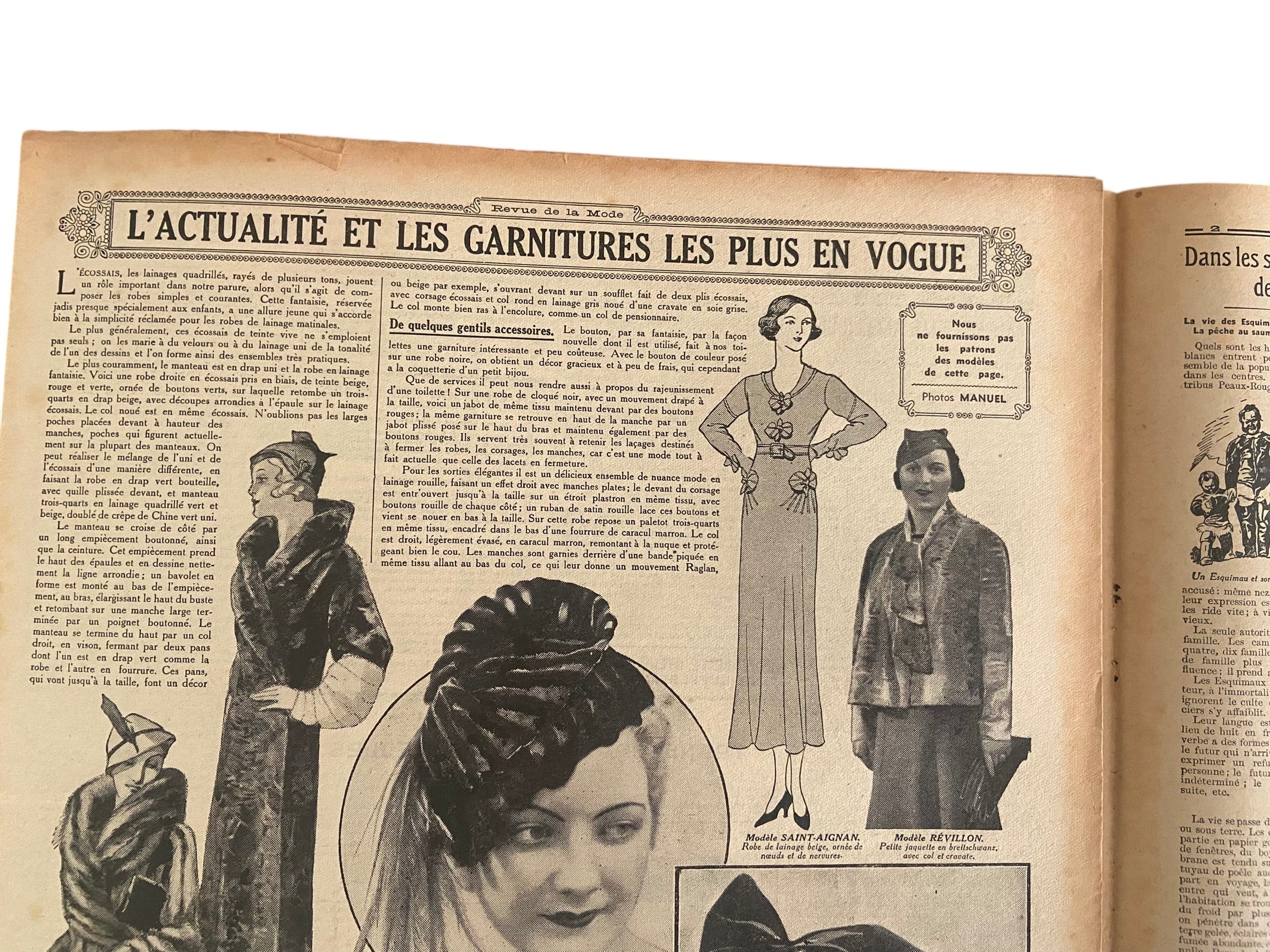 Le Petit Echo de la Mode 29 Octobre 1933 French women’s magazine with many fashion illustrations