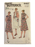 Butterick 6152 vintage 1980s dress and vest sewing pattern. Bust 32.5 inches