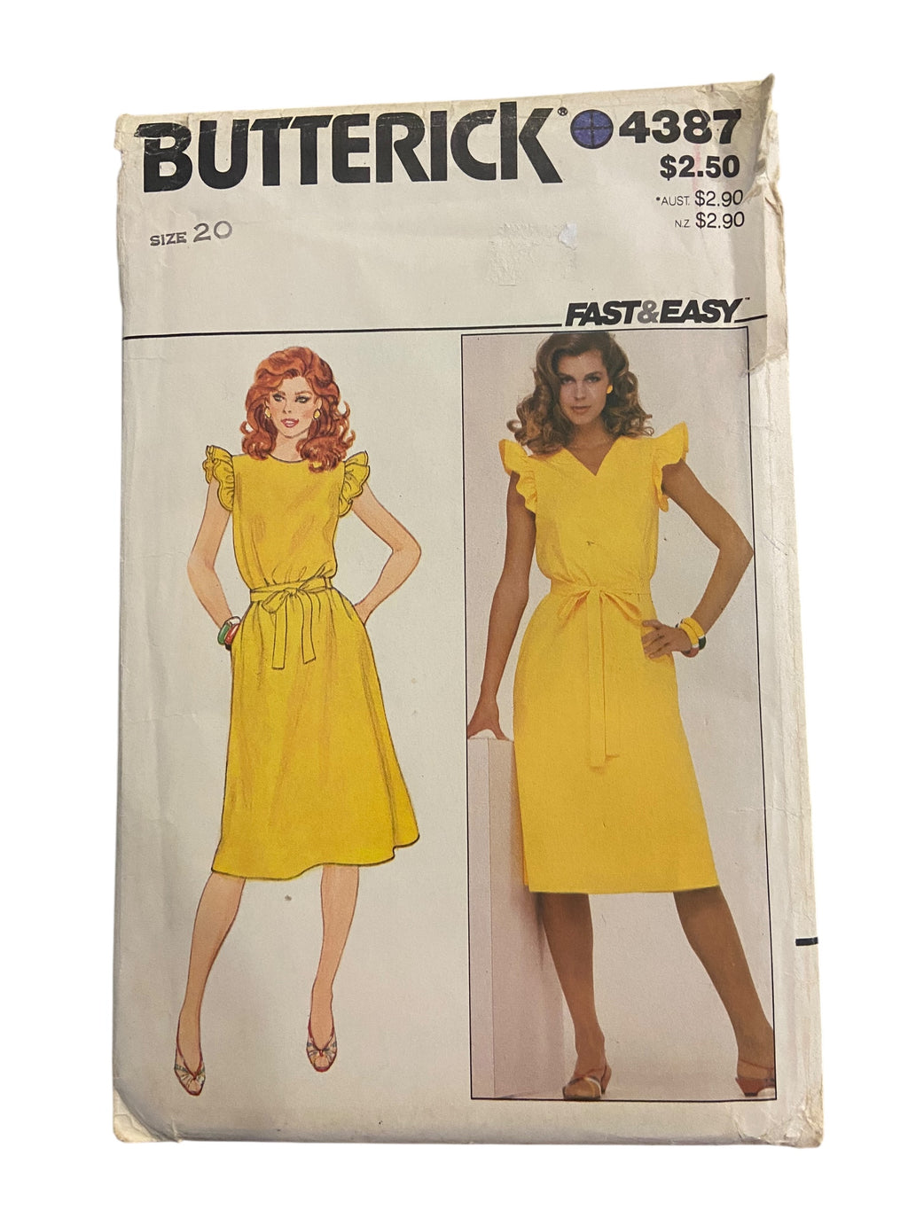 Butterick 4387 vintage 1980s dress pattern. Bust 42 inches