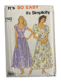 Simplicity 7142 vintage 1990s dress sewing pattern. Bust 31.5, 32.5, 34, 36, 38, 40, 42 inches