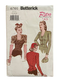 Butterick retro 6701 reissued vintage 1943 blouse sewing pattern Bust 34, 36, 38 inches