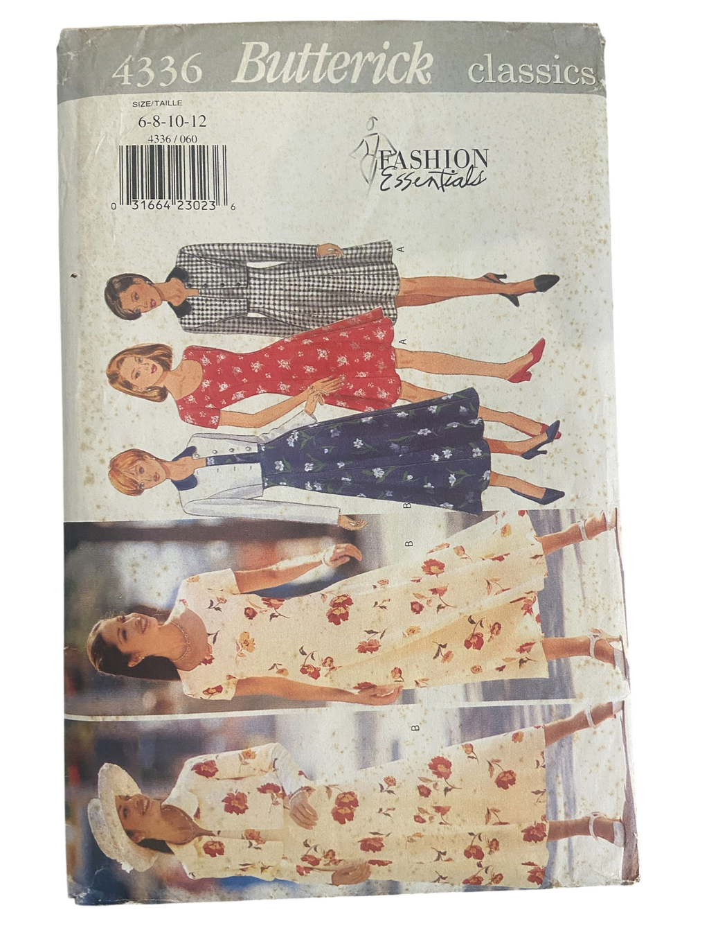 Butterick 4336 vintage 1990s dress and jacket sewing pattern Bust 30.5, 31.5, 32.5, 34 inches