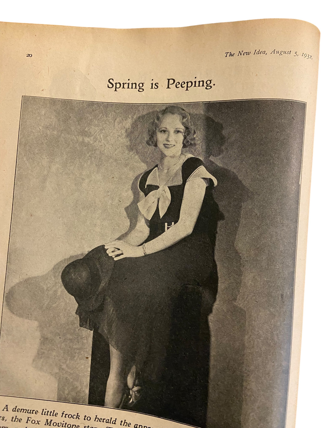 The New Idea Magazine . A weekly paper for Australian and New Zealand Women. August 5 1932 with sewing pattern unused, factory folded, lady’s frock. Bust 32 inches.