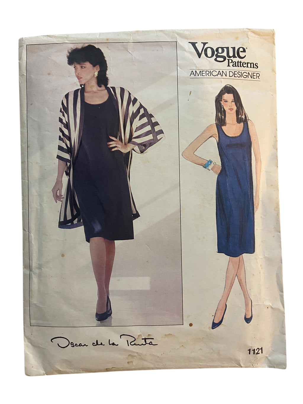 Vogue American Designer Oscar de la Renta 1121 vintage 1980s dress and jacket sewing  pattern. Bust 36, 38, 40 inches dress, 36, 38 inches jacket