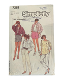 Simplicity 7281 color me beautiful vintage 1980s shirt, top, pants and shorts sewing pattern Bust 32.5, 34, 36 inches