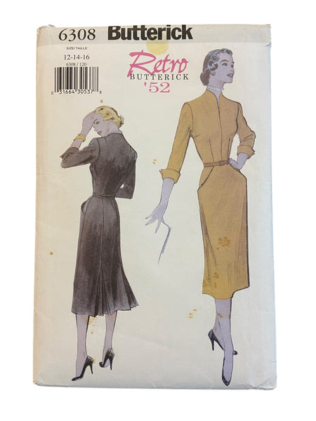 Butterick 6308 reissued vintage 1952 dress sewing pattern Bust 34, 35, 38 inches