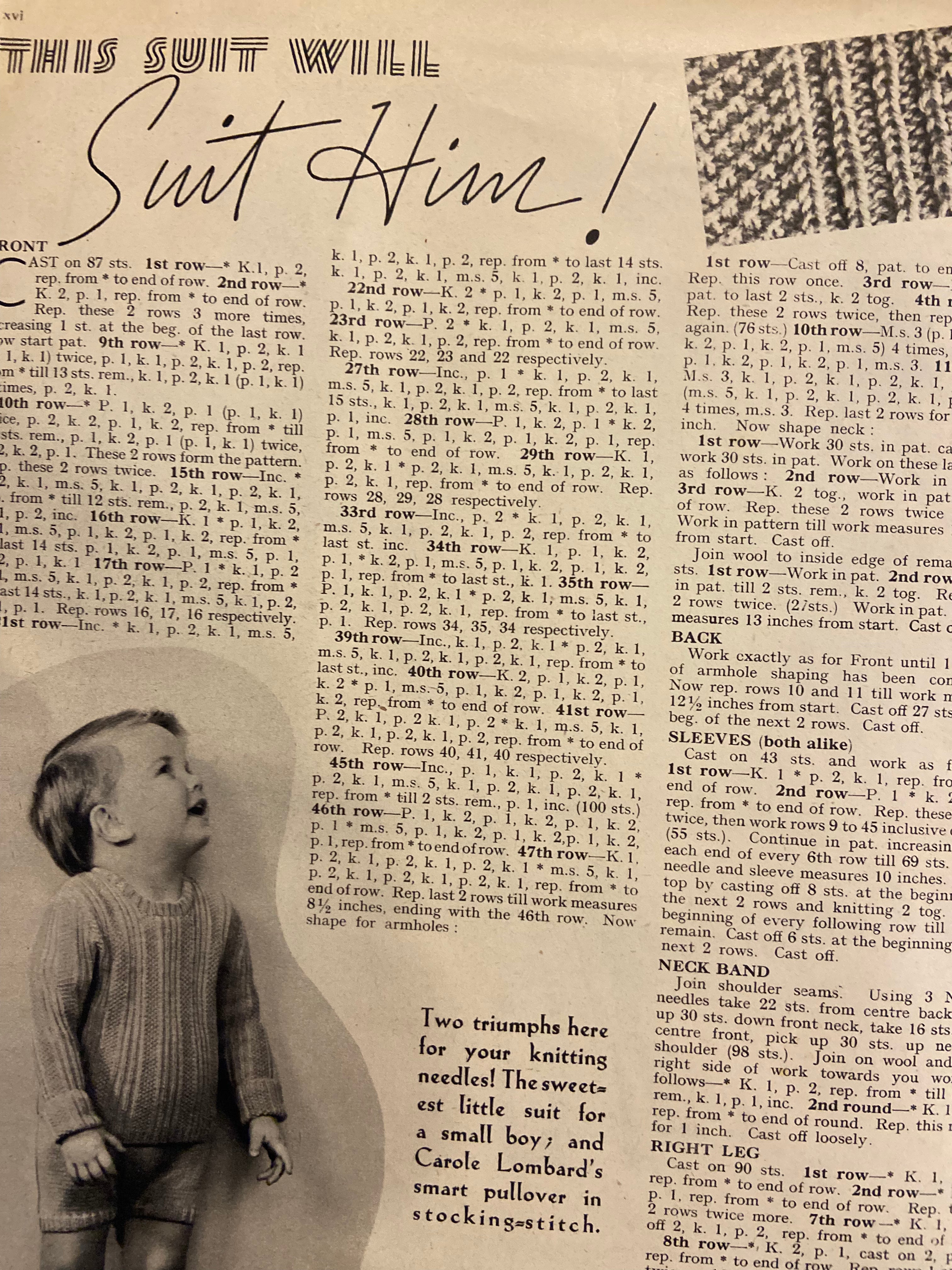 Weldon’s Ladies’ Journal No. 717 Portfolio of Fashions circa 1930s with two sewing patterns, unused, factory folded spring suit and day frock. Bust 36 inches.