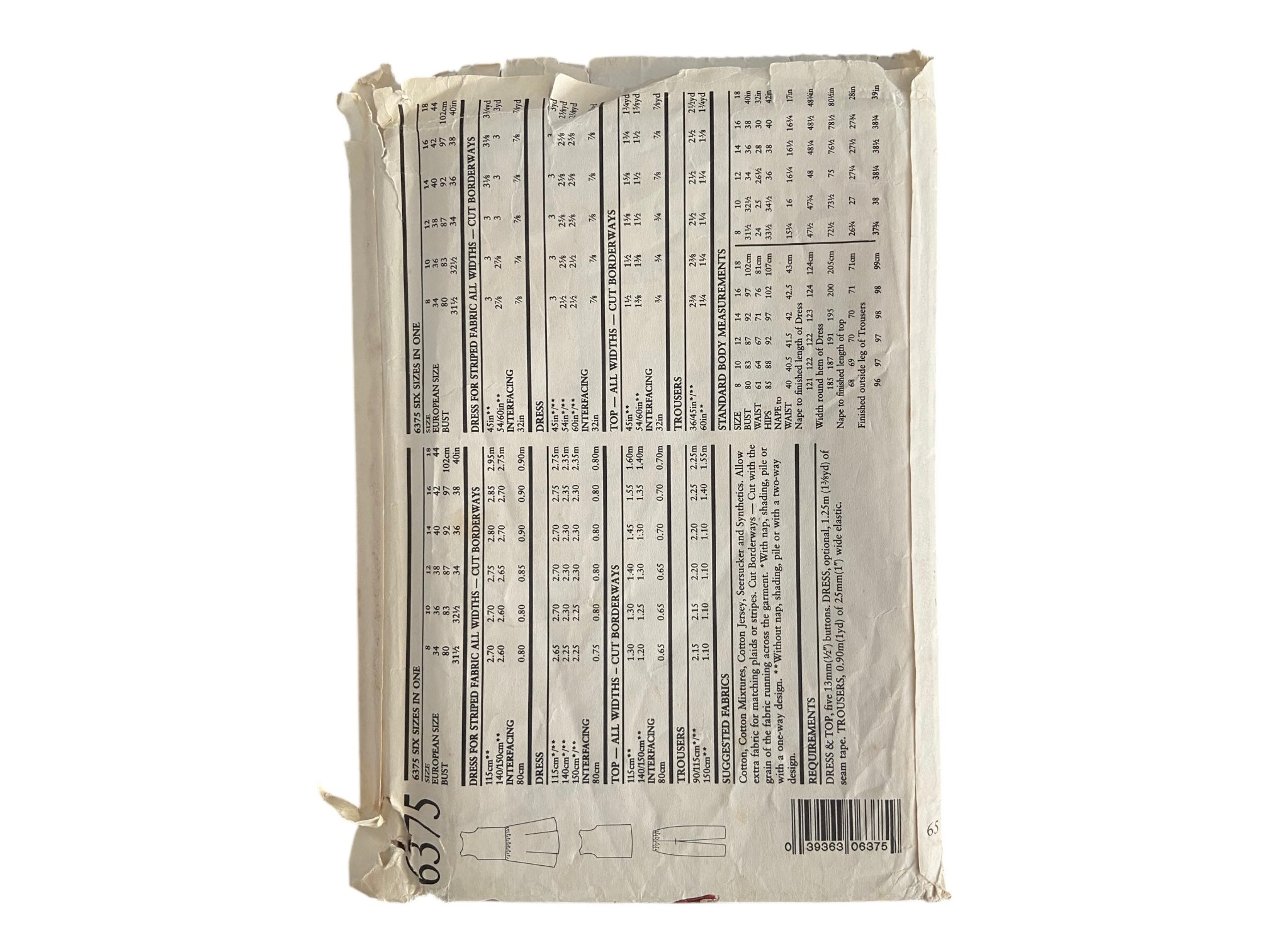 New Look 6375 vintage 1990s dress, top and trousers sewing pattern. Bust 31.5, 32.5, 34, 36, 38, 40 inches