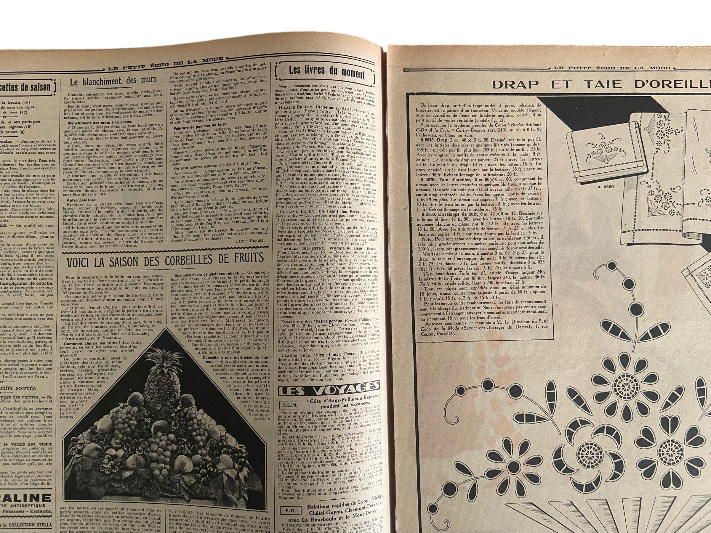 Le Petit Echo de la Mode 13 Aout 1933 French women’s magazine with many fashion illustrations