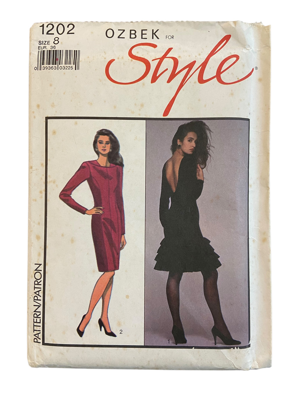 Style 1202 Ozbek vintage 1980s dress sewing pattern. Bust 31.5 inches