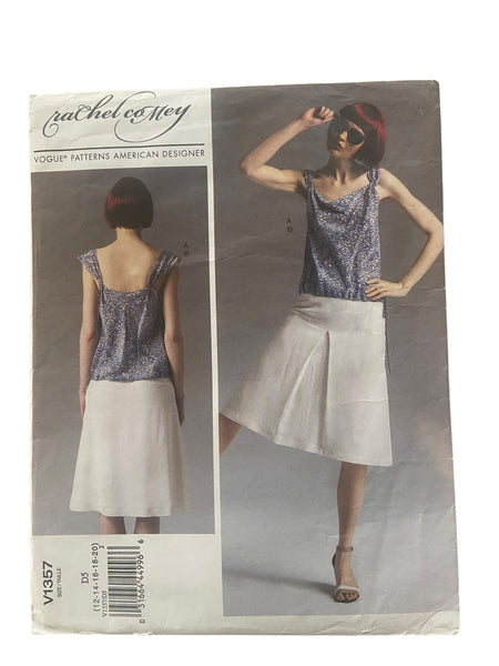Vogue V1357 Vogue American Designer Rachel Comey top and skirt sewing pattern Bust 34, 36, 38, 40, 42 inches