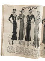 Australian home journal June 1st 1932 with four sewing patterns, unused, factory folded, three frocks bust 36 inches, child’s frock age 4 year