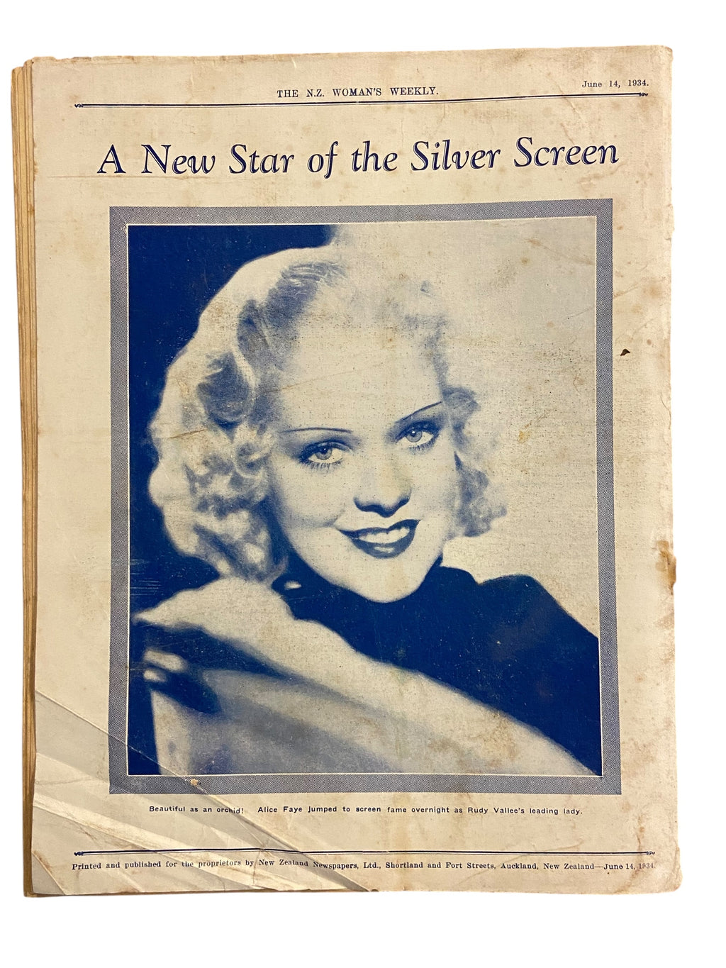 New Zealand Woman’s Weekly June 14 1934 with a sewing pattern, unused, factory folded, ladies frock (an attractive frock for the matronly figure), bust 36 inches