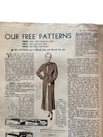 Weldon’s Smart Fashions for Wider Hips catalogue Series No. 357 circa 1930s with three sewing patterns, unused, factory folded dress with contrasting panel, satin and lace frock, day dress with revers. Bust 38 inches.