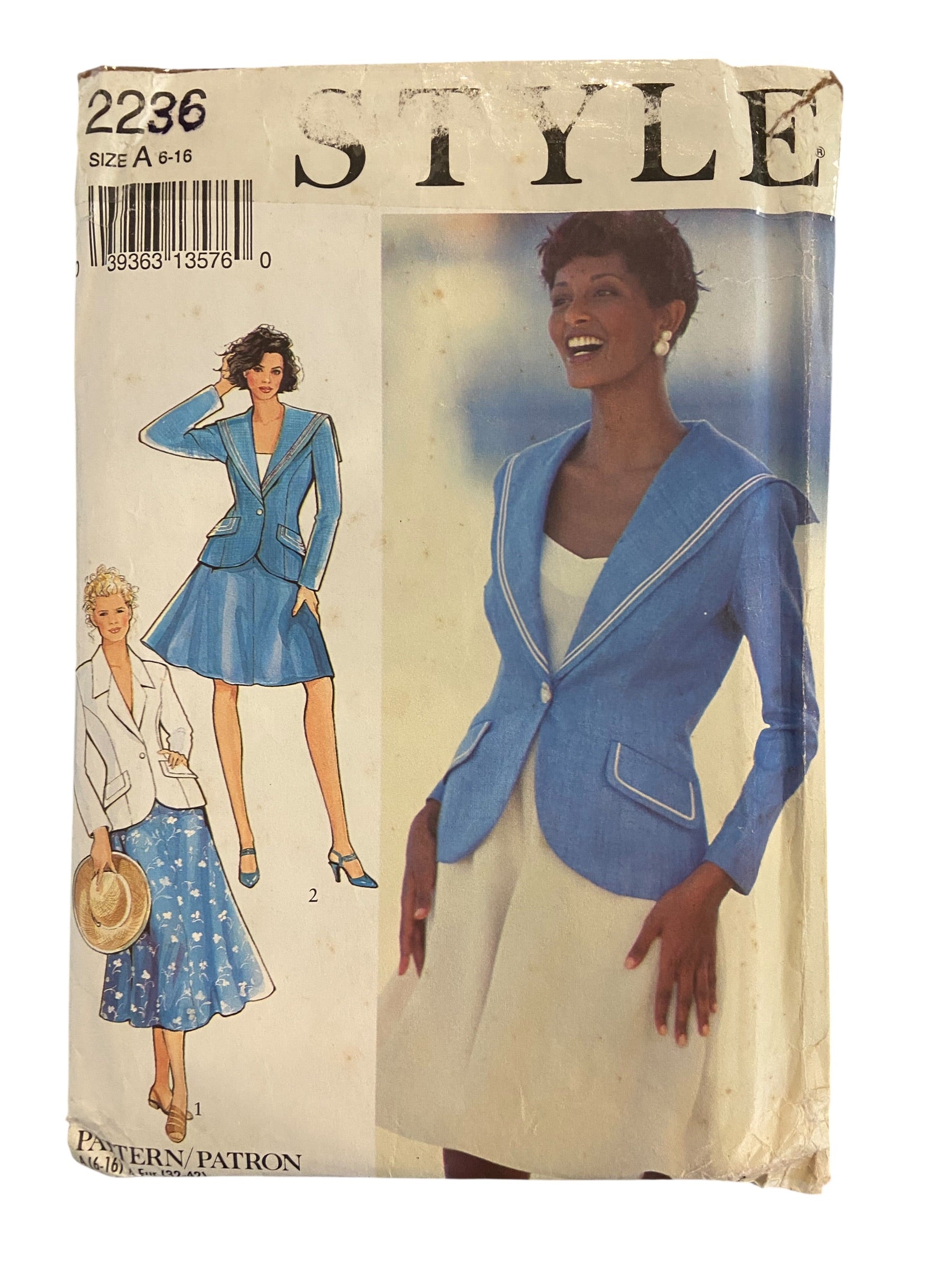 Style 2236 vintage 1980s skirts and jackets sewing pattern. Bust 30.5, 31.5, 32.5, 34, 36, 38 inches