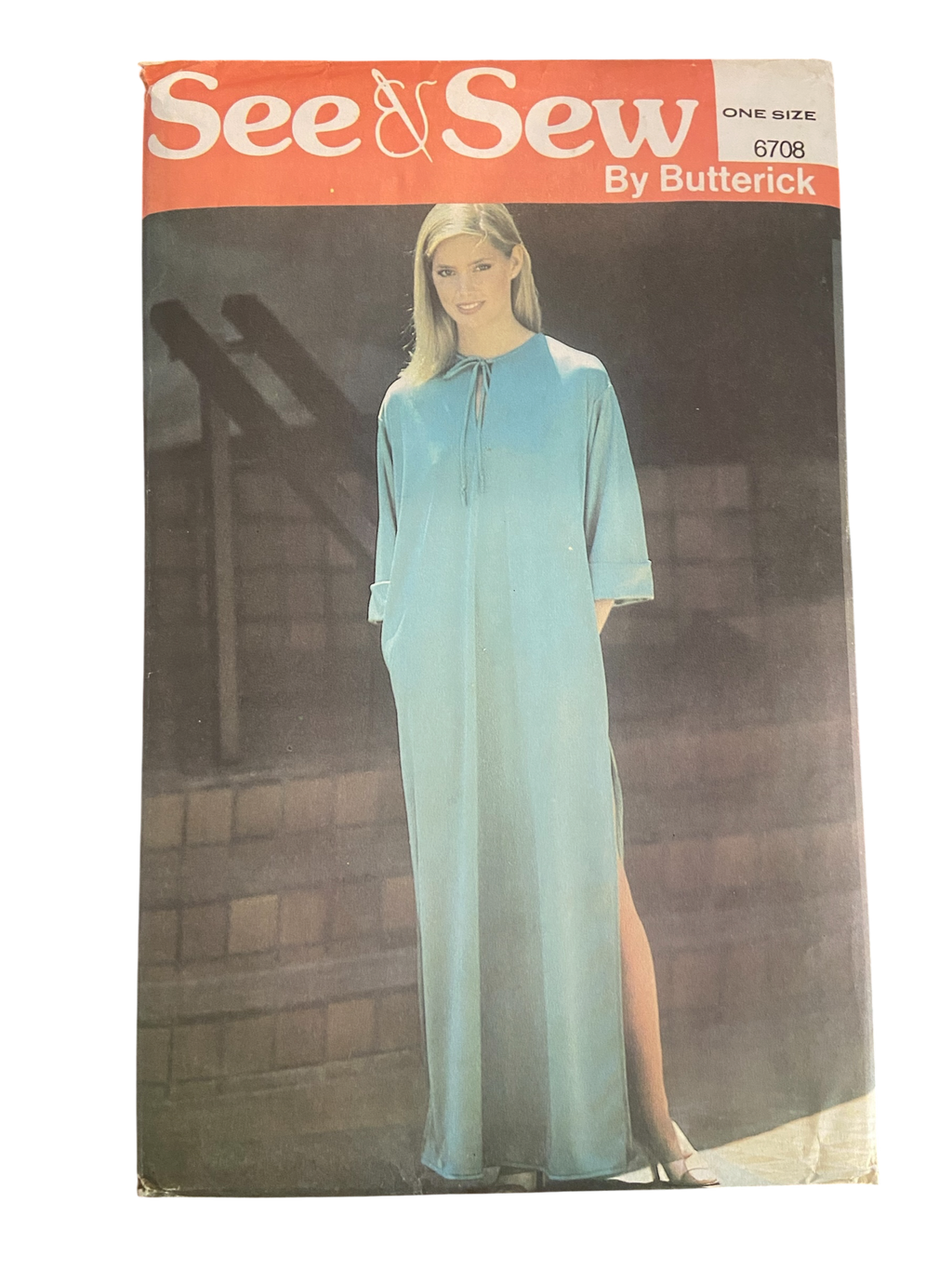 Butterick 6708 vintage 1980s caftan sewing pattern. One size.