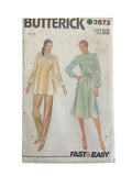 Butterick 3572 vintage 1970s dress and tunic sewing pattern. Bust 36 inches