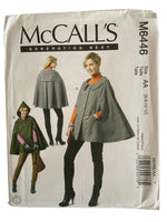 McCall’s M6446 cape sewing pattern from the 2000s. Bust 30.5, 31.5, 32.5, 34 inches.