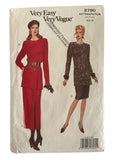Vogue 8780 vintage 1990s very easy very vogue tunic and skirt sewing pattern Bust 30.5, 31.5, 32.5 inches