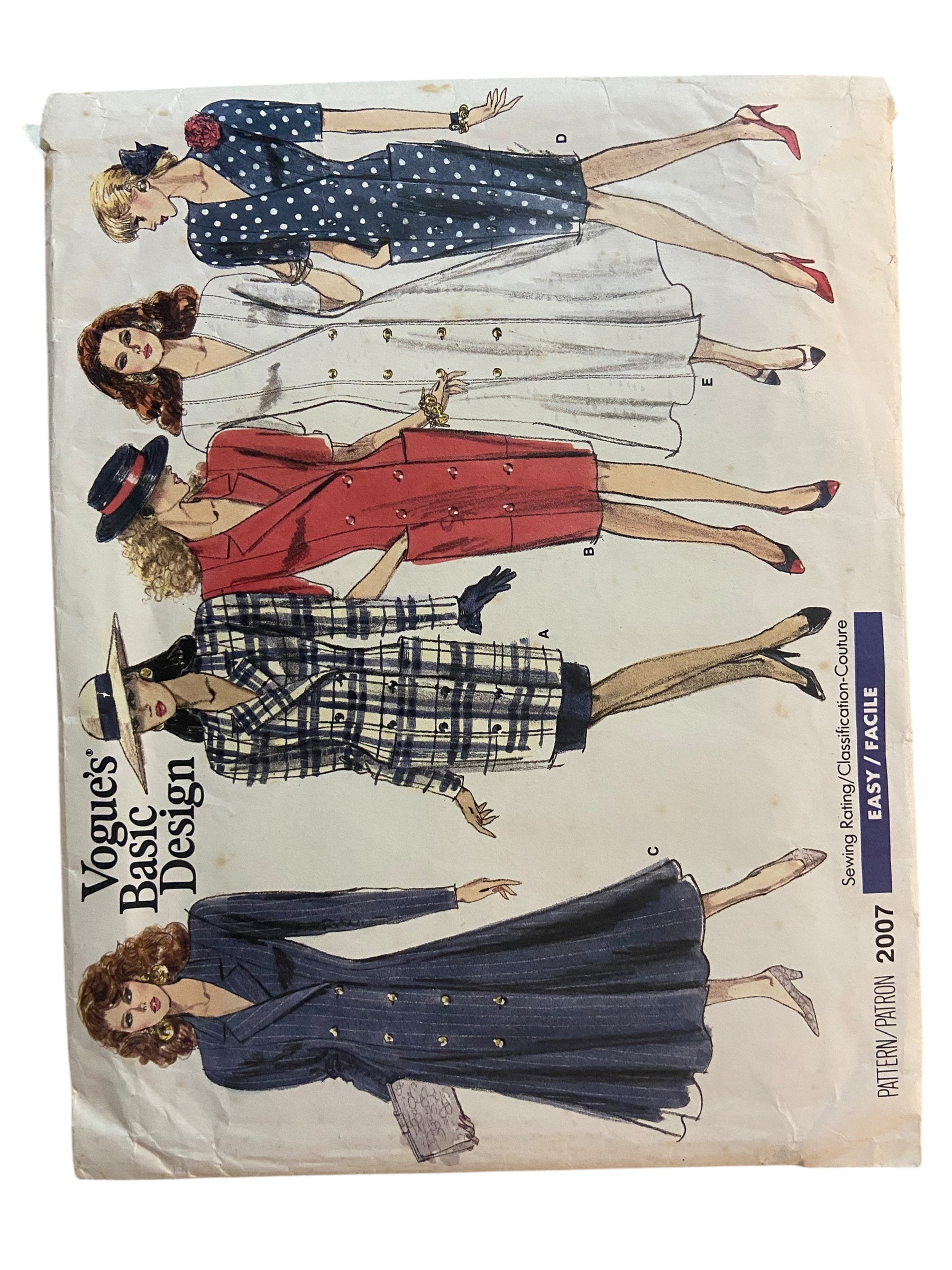 Vogue 2007 vintage 1980s Vogue's Basic Design dress, tunic and skirt sewing pattern. Bust 31.5, 32.5, 34 inches