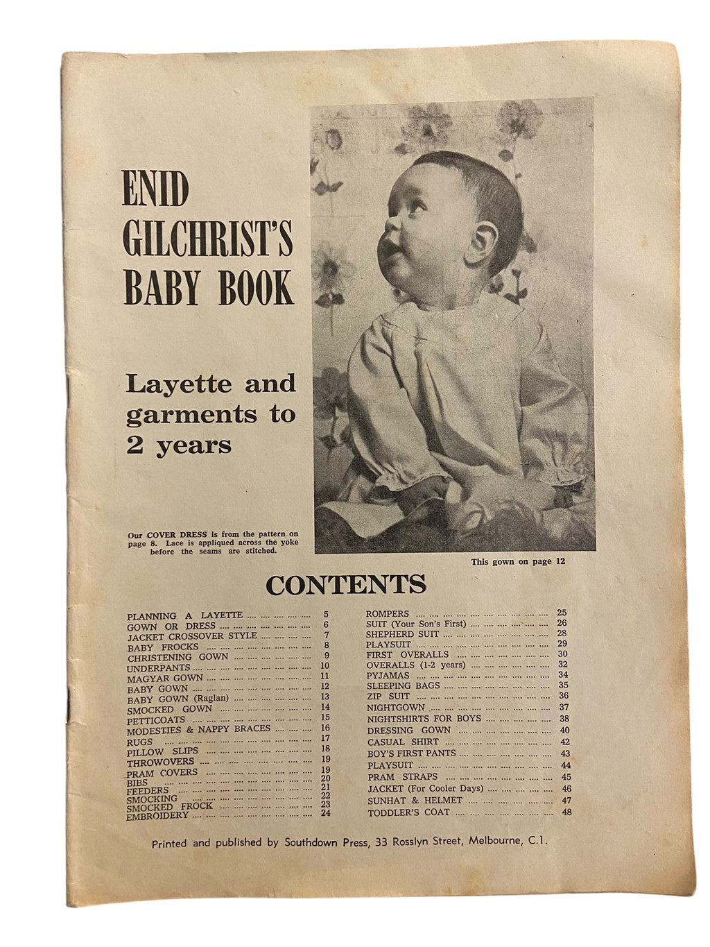 Enid Gilchrist’s baby book draftable pattern book early to mid 1960s, contains many draftable patterns